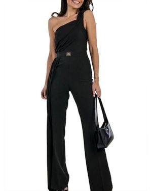 GAUDI Schwarzer One-Shoulder Jumpsuit Mit Georgette-Details