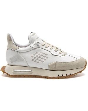 Be Positive Weiße Ledersneakers Mit Grauen Wildleder-Details