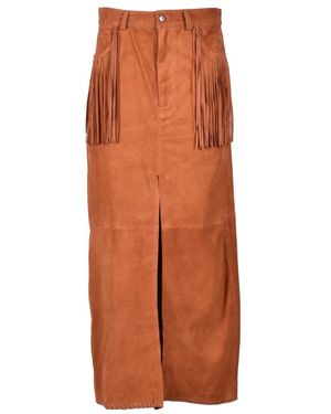 Wild Cashmere Midi Skirts - Brown