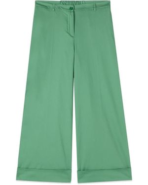 Oltre Cotton Blend Cropped Broeken - Groen