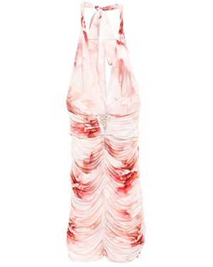 Babylon Kleedjes ,Roze ,V-Hals Jurk Met Geplooide Body