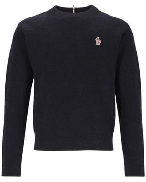 Moncler Wool Crew Neck Sweater - Blauw
