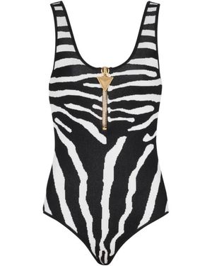Balmain Zebra Jacquard Bodysuit - Zwart