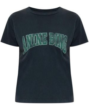 Anine Bing Tops ,Zwart ,Katoen Shelley T-Shirt - Blauw