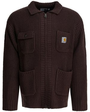 Carhartt Truien & Vesten ,Bruin ,Wol Chore Knit Jacket - Zwart