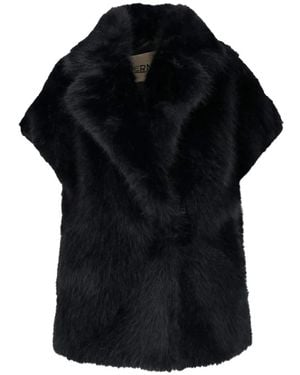 Herno Mouwloze Lange Haar Nepbont Gilet - Zwart