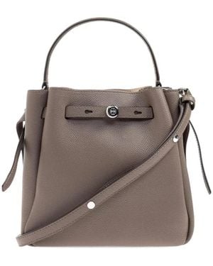 Tory Burch Tassen ,Bruin ,Gestructureerde Top-Handle Tote - Grijs