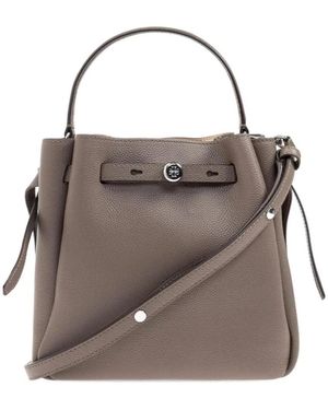 Tory Burch Tassen ,Bruin ,Gestructureerde Top-Handle Tote - Grijs