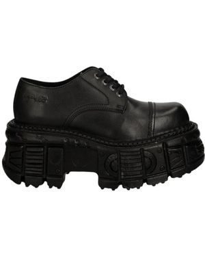 New Rock Schoenen ,Zwart ,Leer Tank Platform Schoenen