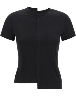 Y-3 Tops ,Zwart ,Katoen Fitted Short Sleeve Tee