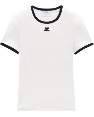 Courreges Courrèges Contrast Cotton T-Shirt - White