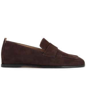 Kazar Schoenen ,Bruin ,Suède Donkerbruine Suède Schoenen Met Vierkante Neus