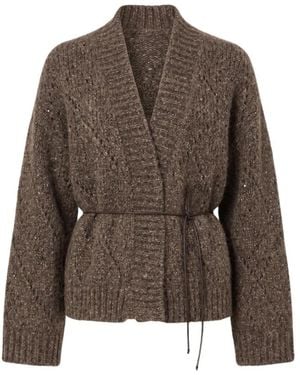Peserico Truien & Vesten ,Bruin ,Katoen Openwork Sequin Cardigan