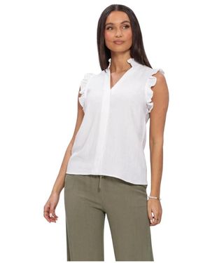 SELECTED Overhemden ,Wit ,Linnen Slfviva Sl Sun Ruffle Top