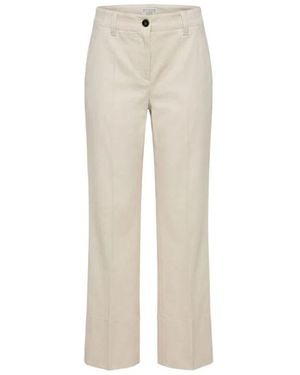 Brunello Cucinelli Broeken ,Blauw ,Katoen Pantaloni Con Bottoni - Naturel