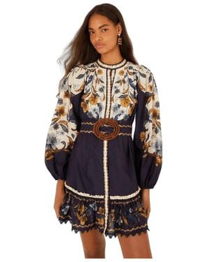 FARM Rio Golden Nature Mini Jurk - Blauw