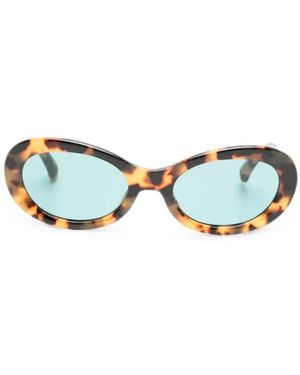 Dries Van Noten Ovale Zonnebril - Blauw
