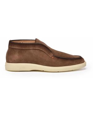 Santoni Polacchino Suède Enkellaars - Bruin