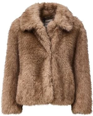 Max Mara Jassen ,Polyester Zacht Textuur Imitatiebontjas - Bruin