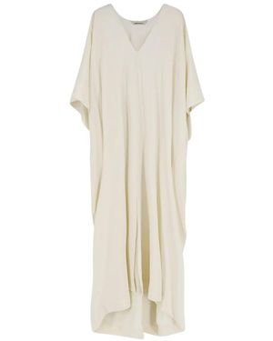 Alberta Ferretti Maxi Jurk Met V-Hals - Naturel
