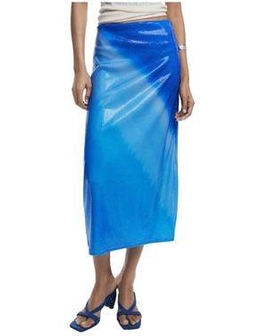 Desigual Blaue Lange Rock Repris Fal