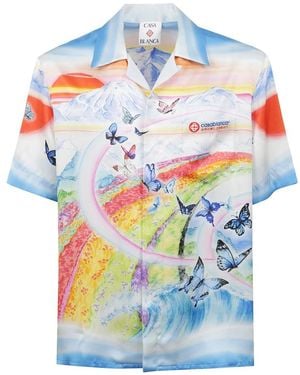 CASABLANCA Short Sleeve Shirts - Blu