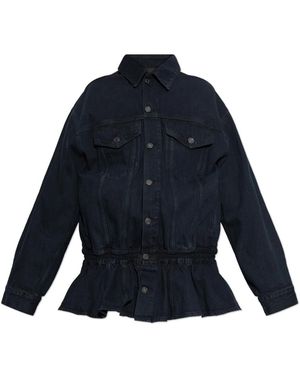 Agolde Denim Jacket Met Peplum - Blauw