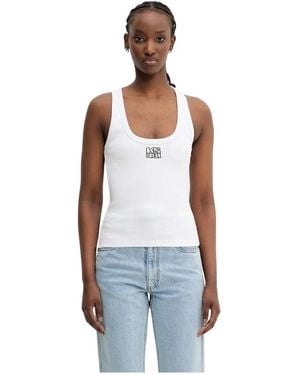 Ksubi Tops ,Wit ,Katoen Stacked Origin Ribbed Tank - Blauw