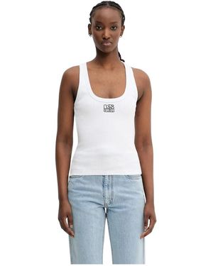 Ksubi Tops ,Wit ,Katoen Stacked Origin Ribbed Tank - Blauw