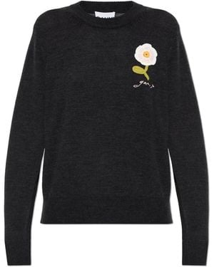 Ganni Round-Neck Knitwear - Noir