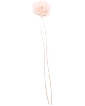 Max Mara Accessoires ,Roze ,Chiffon Silk Chiffon Flower Brooch - Wit
