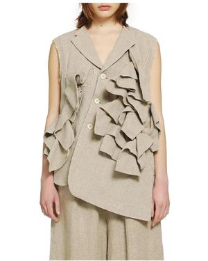 Comme des Garçons Leinenweste Mit Rüschen - Natur