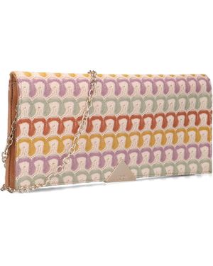 Lodi Tassen ,Veelkleurig ,Katoen Bruine Stijlvolle Clutch Voor De Zomer - Roze