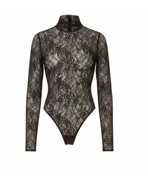 ANDAMANE Tops ,Bruin ,Ziggy Lace Bodysuit - Zwart