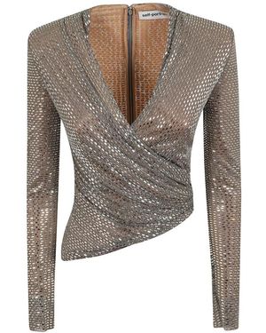 Self-Portrait Long Sleeve Tops - Grijs