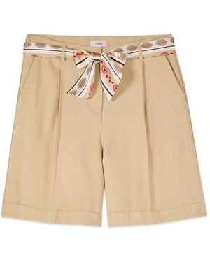 Oltre Bermuda-Shorts Mit Gemustertem Gürtel - Natur