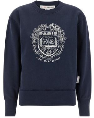 A.P.C. Hoodies & Sweatvesten ,Blauw ,Katoen The Shrunken Paris Crewneck