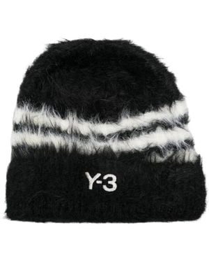 Y-3 Accessoires ,Zwart ,Polyester Stripes Beanie