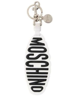 Moschino Accessoires ,Wit ,Logo Sport Keyring - Metallic