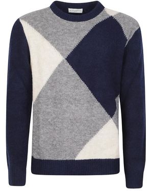 Ballantyne Maxi Diamond Intarsia Pullover - Blau