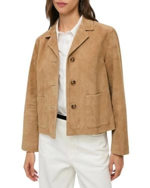 Yerse Jassen ,Bruin ,Leer Notched-Lapel Suede Jacket - Naturel
