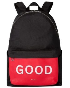 Paul Smith Zwarte Motief Canvas Rugzak - Rood