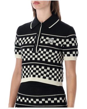 Amiri Truien & Vesten ,Veelkleurig ,Wol Checkered Mesh Polo - Zwart
