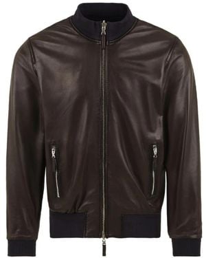 The Jack Leathers Jassen ,Bruin ,Leer Dennis Jacket - Zwart