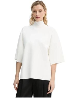 Theory Top Met Coltrui Van Stretch-Jersey - Wit
