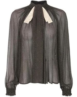 Elisabetta Franchi Krepon-Bluse Mit Mikro-Pünktchenmuster - Schwarz