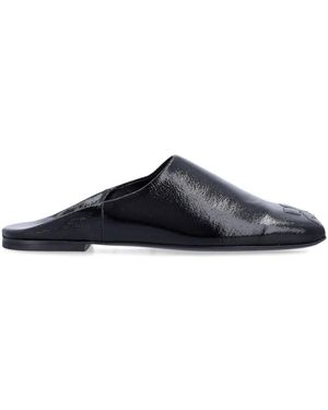 Courreges Schoenen ,Zwart ,Katoen Zwarte Gesloten Muiltjes Met Leren Zool - Blauw