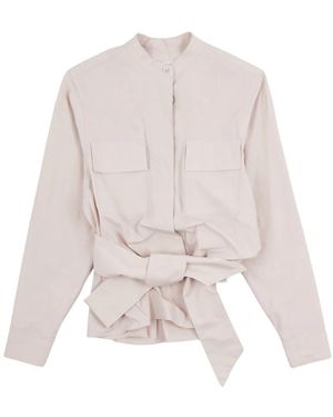 Max Mara Jassen ,Roze ,Katoen Artu 1234 Jas Met Ceintuur