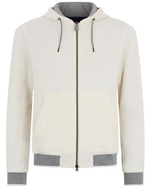 Herno Hoodies & Sweatvesten ,Katoen Hooded Sweatshirt Met Rits - Wit