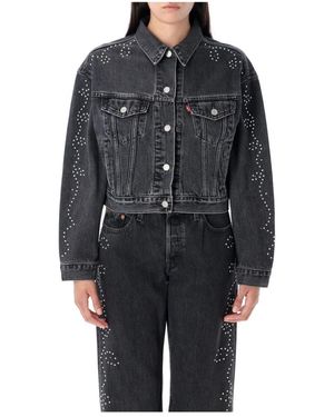 Levi's Jassen ,Zwart ,Denim Shrunken '90S Trucker Denim Jacket